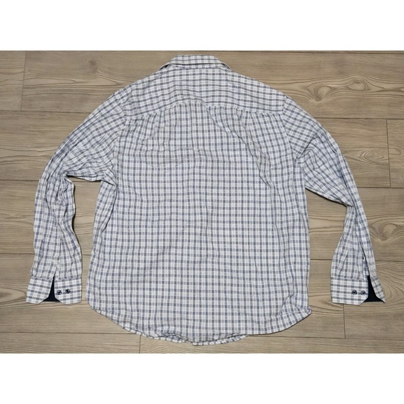 Tasso Elba Men's Blue Checkered Long Sleeve Dress Shirt Size Large 16-16.5 - Picture 6 of 6